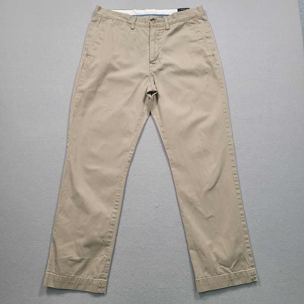 Polo Ralph Lauren Mens Classic‎ Fit Chino Pants Tan Khaki 34x32 Cotton Twill
